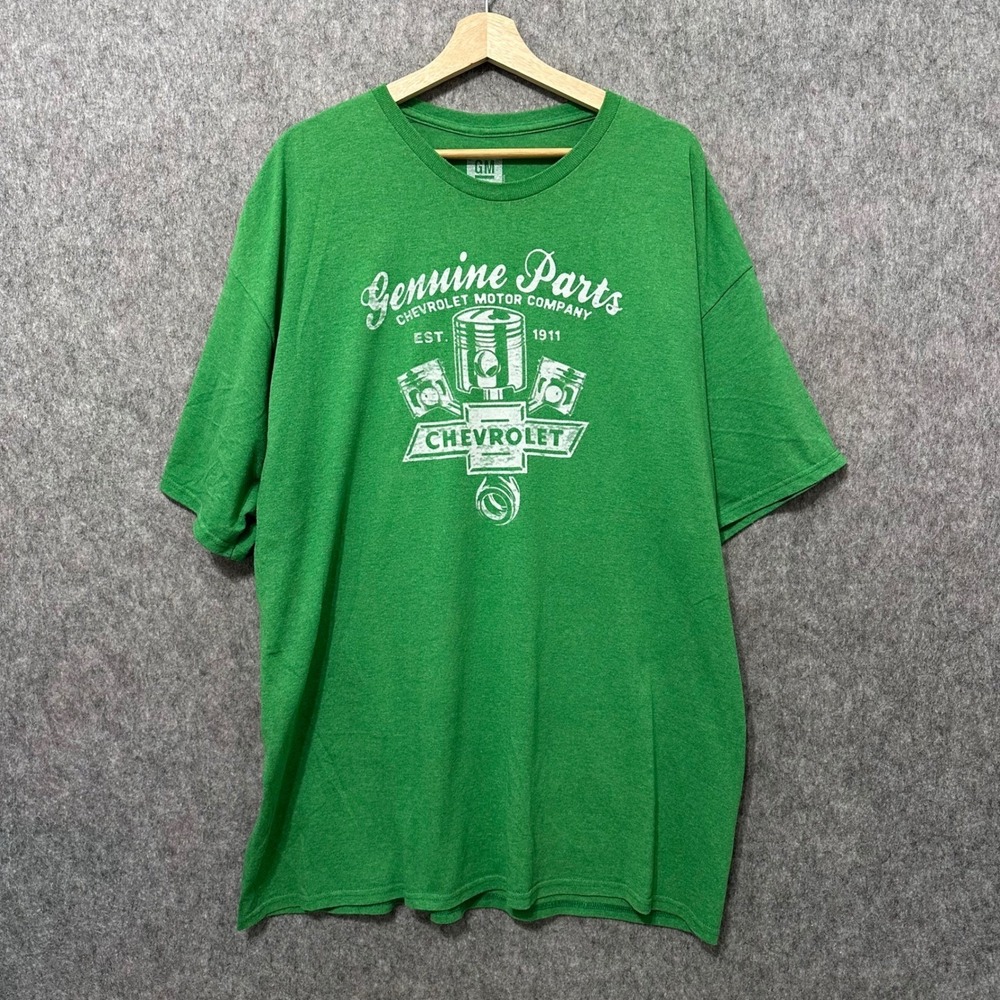 Chevrolet GM Genuine Parts Green Graphic Cars T Shirt Mens 2XL